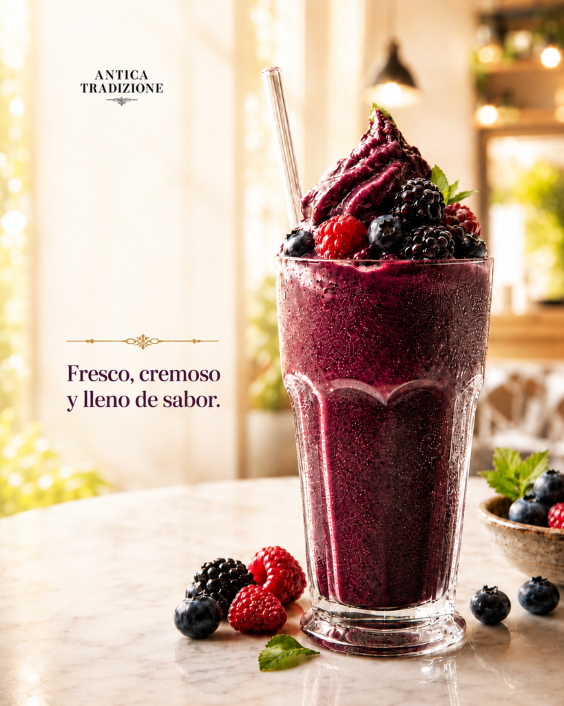 A&ccedil;a&iacute; Frapp&eacute; servido en cafeter&iacute;a Antica Tradizione