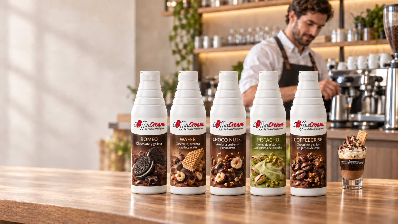 Gama Coffeecream de Antica Tradizione con cinco cremas para caf&eacute;s especiales