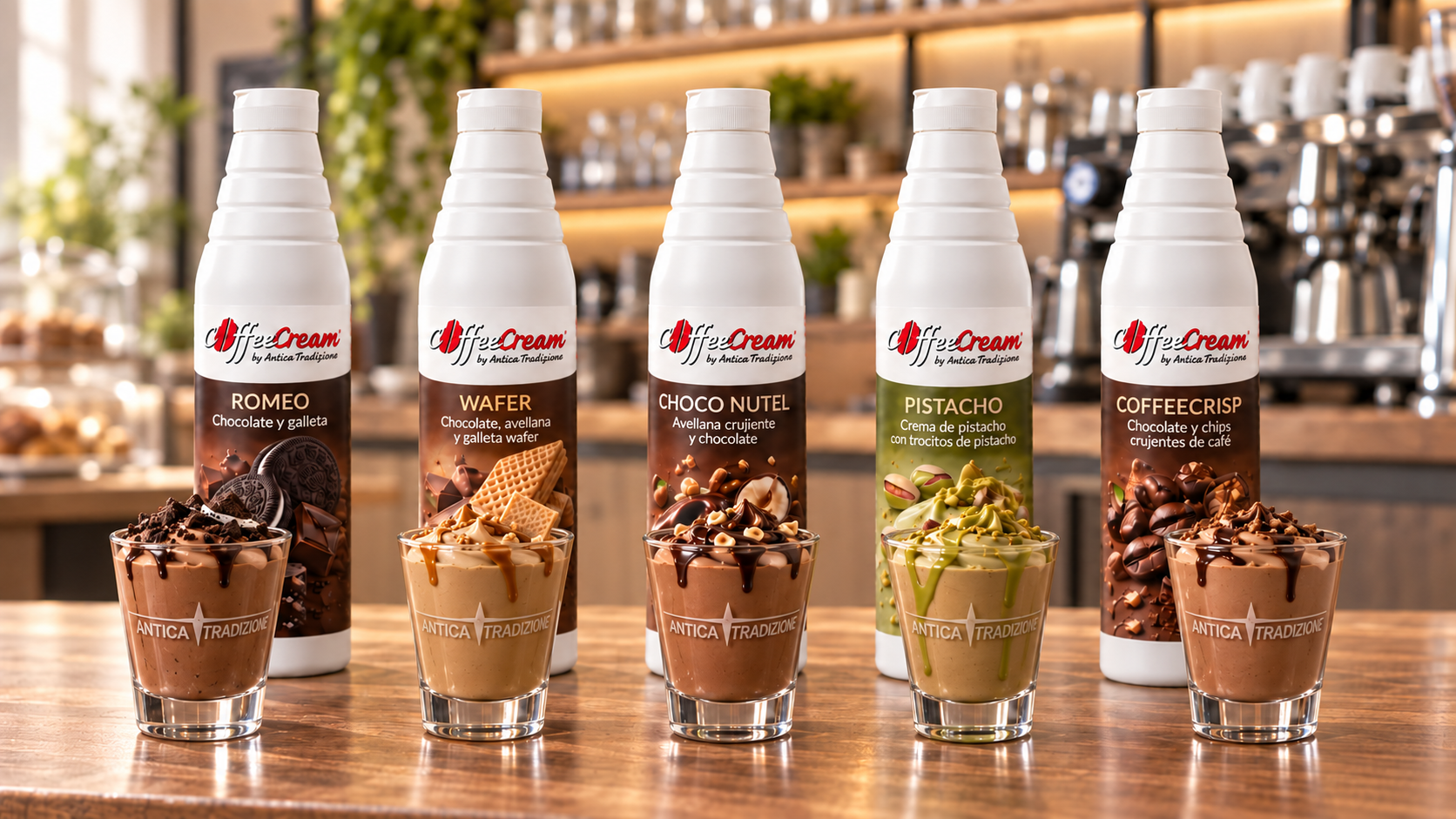 Crema fr&iacute;a de caf&eacute; personalizada con cinco sabores Coffeecream de Antica Tradizione