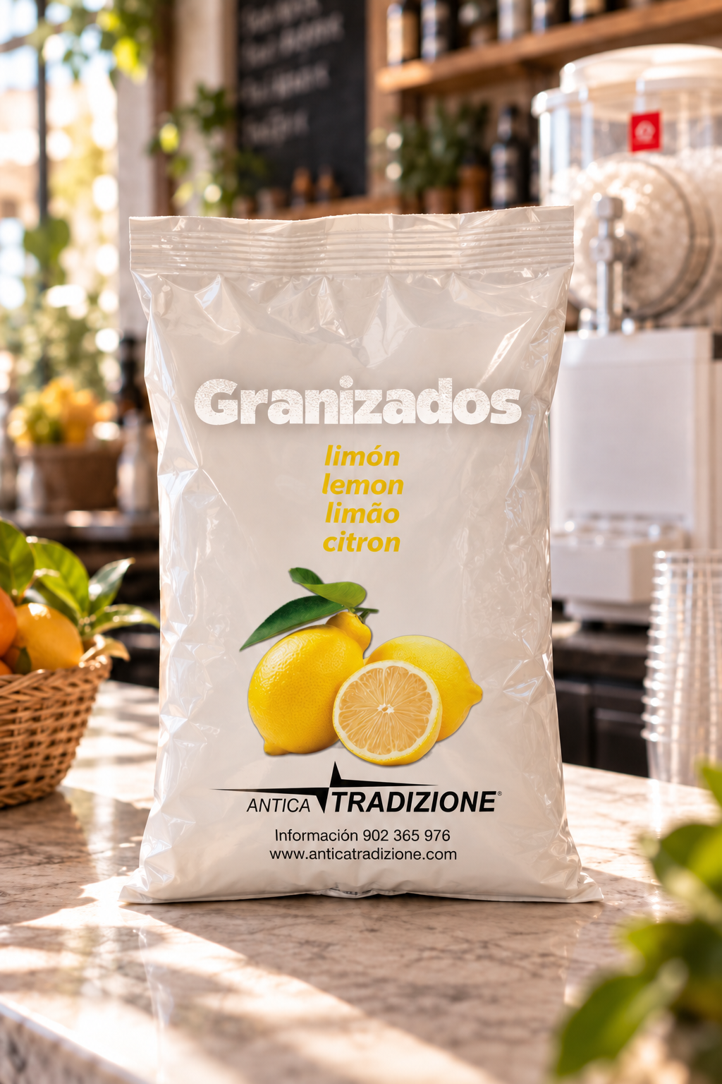 Preparado de granizado de lim&oacute;n en bolsa